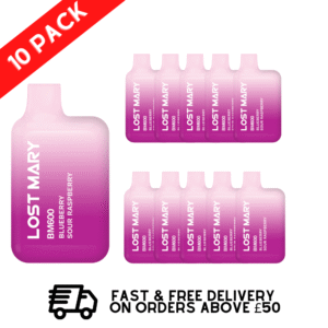 Blueberry Sour Raspberry Lost Mary 600 Puff Bars Pack Of 10