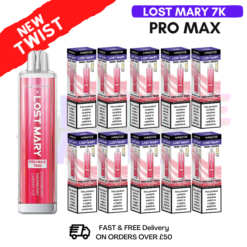 Strawberry Raspberry Cherry ICE Lost Mary Pro Max 7K Box Of 10